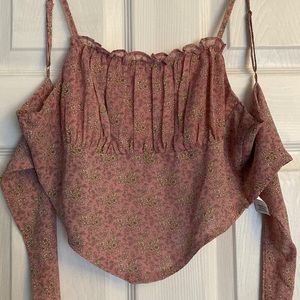 Light pink floral top that ties in the back